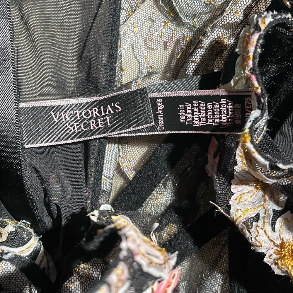 Victoria’s Secret Dream Angels Black Floral Bustier Floral Appliqué Corset - Picture 4 of 6